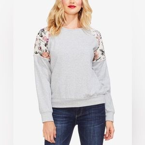 Women’s Vince Camuto Grey sweatshirt, tapestry sleeves  NWT